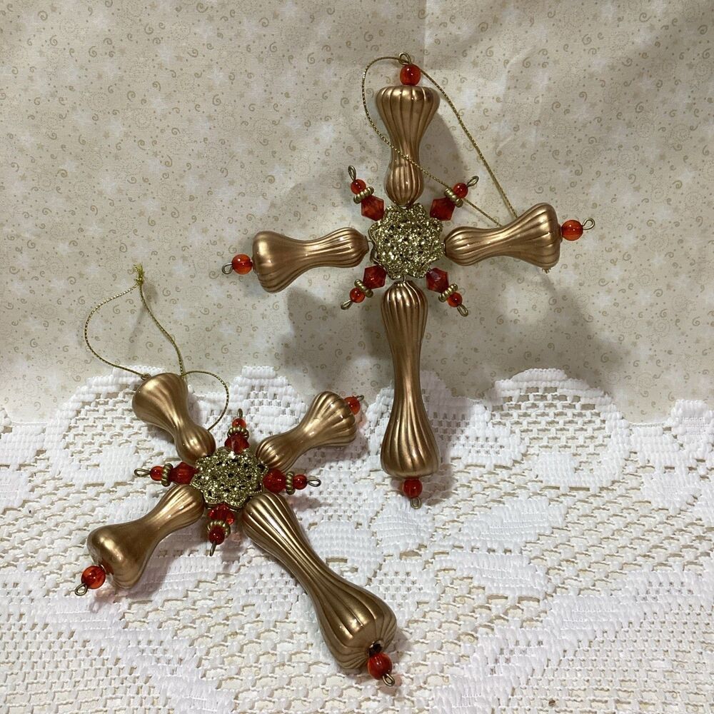 Cross Ornaments Handmade Gold Metal Beautiful Hanging Window Decor